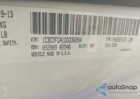 2013 Dodge Dart Limited z USA, uszkodzony, nr VIN 1C3CDFCA1DD336994